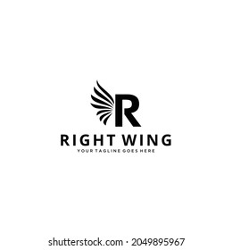 Creative Illustration modern R with wings sign luxury geometric logo design template