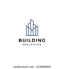 Creative illustration modern real estate building sign logo design template