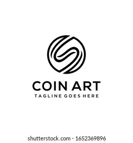 Creative Illustration modern S coin sign logo design template