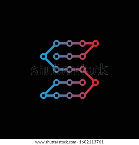 Creative Illustration modern S connect dots sign technology geometric logo design template