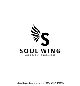 Ilustración creativa S moderna con alas firma diseño de logotipo geométrico de lujo
