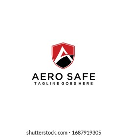 Creative Illustration modern A with shield sign geometric logo design template