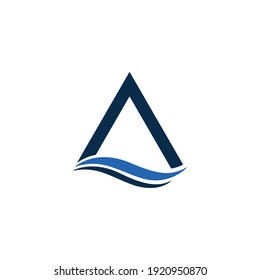 Creative illustration modern sign A with sea wave abstract geometric logo design template