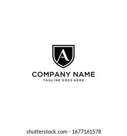 Creative Illustration modern sign A with shield geometric logo design template