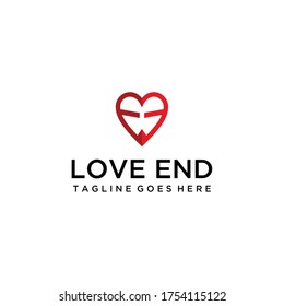 Creative illustration modern symbol hearts shape with letter EE sign logo design template