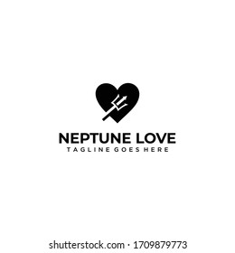 Creative illustration modern symbol neptune trident with heart logo design template element  svg