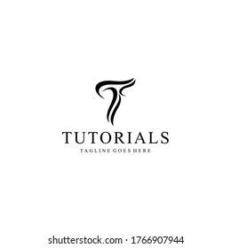 Creative Illustration modern T sign geometric logo design template 