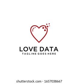 Creative illustration modern Technology sign with heart vector logo, Data And Technology design