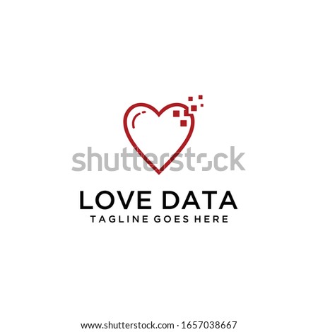 Creative illustration modern Technology sign with heart vector logo, Data And Technology design