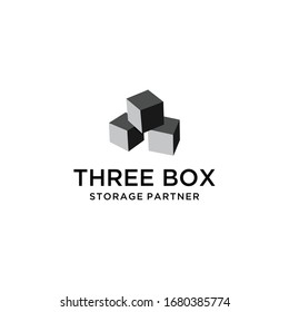 Creative illustration modern Three box geometric logo design sign vector template.