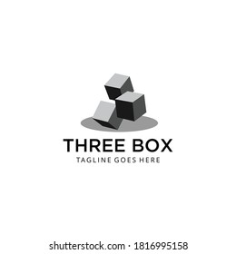 Creative illustration modern Three box geometric logo design sign vector template.