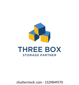 Creative illustration modern Three boxs logo design sign vector template