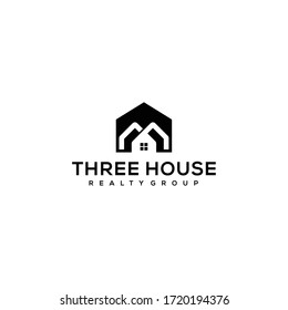 Creative illustration Modern three house Real Estate Logo design template