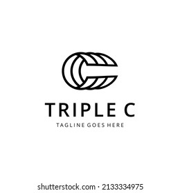 Creative Illustration modern triple C sign geometric logo design template