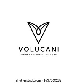 Creative Illustration modern V Luxury geometric logo with drop water sign design