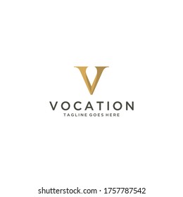 Creative Illustration modern V sign geometric logo design template