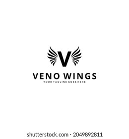 Creative Illustration Modernes V mit Flügeln Schild Luxus-Logo-Design-Vorlage