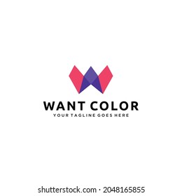 Creative Illustration modern W colorful sign geometric logo design template