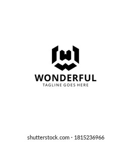 Creative Illustration modern W monogram sign geometric logo design template