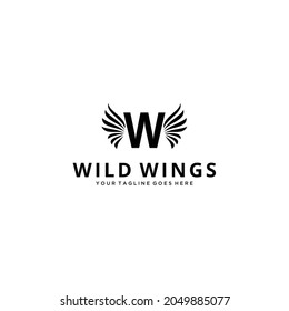 Ilustración creativa W moderno con alas firmar plantilla de diseño de logotipo geométrico de lujo