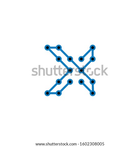 Creative Illustration modern X connect dots sign technology geometric logo design template