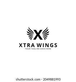 Creative Illustration modern X with wings sign luxury geometric logo design template