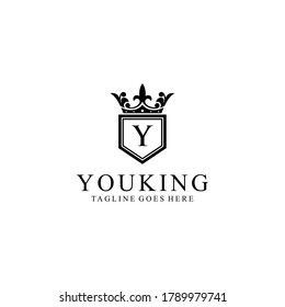 Creative Illustration modern Y with crown sign geometric logo design template