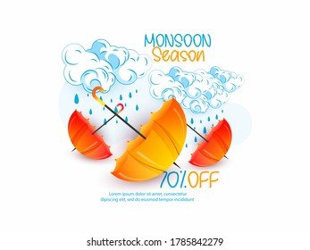 Creative illustration of monsoon sale abstract design or poster for Monsoon Offer or Sale 