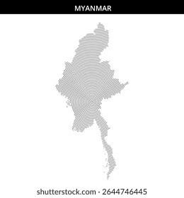 Creative illustration of Myanmar's borders using concentric circles.
