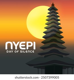 Creative Illustration of Nyepi day of silence, with Traditional template