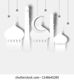 Creative Illustration Paper Cut Design Of Mosque For Muslim Festival Eid-Al-Adha. Festival Of Sacrifice.