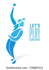 Creative illustration of a player with ball for Cricket Sports concept.
