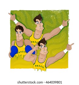 Creative illustration of players in winning pose for Sports concept.