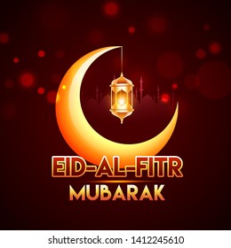 Creative illustration of poster or banner design for Eid-Al-Fitr Celebration .