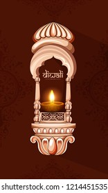 Creative illustration, poster or banner of Gold coin in pot for celebration on Happy dhanteras with hanging  diya