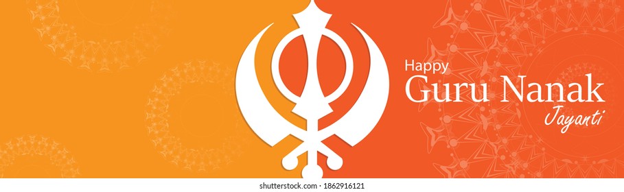 Creative illustration, poster or banner of Guru Nanak Jayanti celebration.