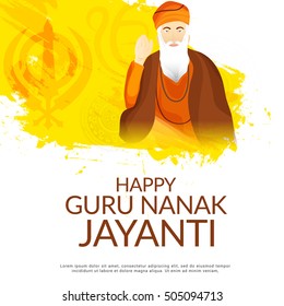 Creative illustration poster or banner of Guru Nanak Jayanti celebration.