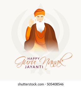 Afiche de ilustración creativa o pancarta de la celebración de Guru Nanak Jayanti.