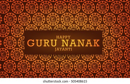 Creative illustration poster or banner of Guru Nanak Jayanti celebration.