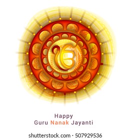 Creative illustration poster or banner of Guru Nanak Jayanti celebration.