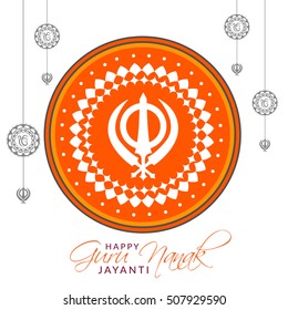 Creative illustration poster or banner of Guru Nanak Jayanti celebration.