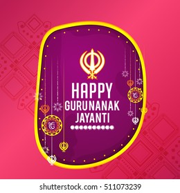 Creative illustration poster or banner of Guru Nanak Jayanti celebration.