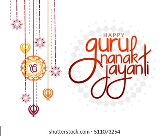 Creative illustration poster or banner of Guru Nanak Jayanti celebration.