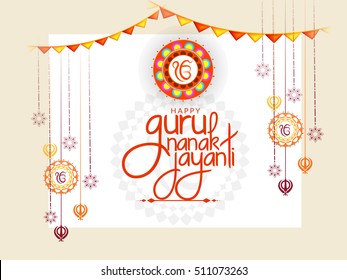Creative Illustration Poster oder Banner der Guru Nanak Jayanti Feier.