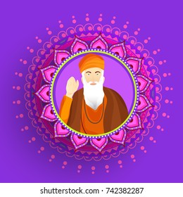 Creative illustration, poster or banner of Guru Nanak Jayanti celebration.