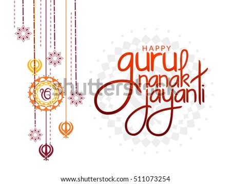 Creative illustration poster or banner of Guru Nanak Jayanti celebration.