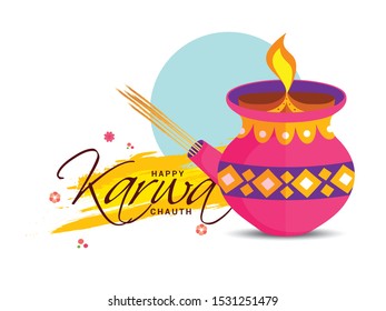 Creative illustration poster or banner of indian festival of karwa chauth celebration.