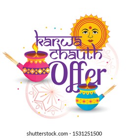 Creative illustration poster or banner of indian festival of karwa chauth celebration.