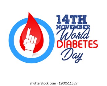 Creative illustration, poster or banner for world diabetes day awareness. with text 14th nov