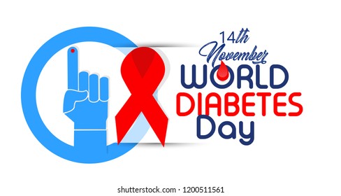 Creative illustration, poster or banner for world diabetes day awareness. with text 14th nov